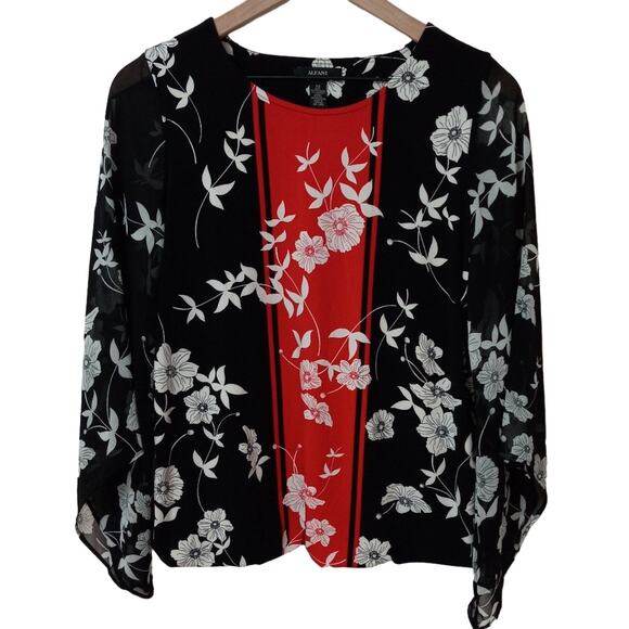 Alfani Sheer Sleeve Floral Print Top - Picture 7 of 9